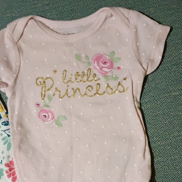 Baby Girls Mixed Short-Sleeve Onesie Bundle - Pink, Gray, Floral - Picture 5 of 10